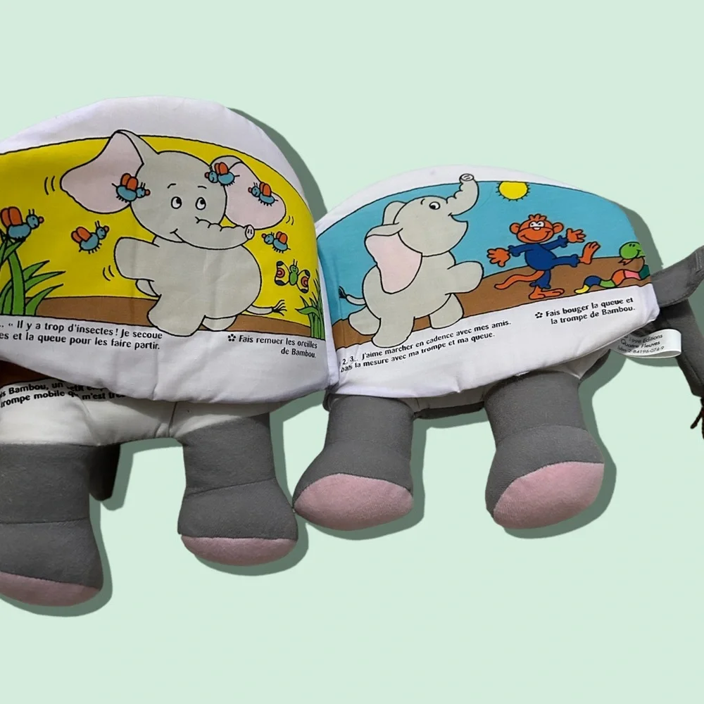 Vintage French L’Menagerie Bambou L’Elephant Soft Animal Story Book 1998